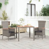 vidaXL Szürke polyrattan és tömör akácfa kerti asztal fa asztallappal