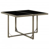 vidaXL Szürke polyrattan és üveg kerti asztal 109 x 107 x 74 cm