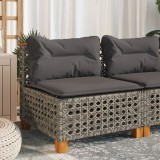 vidaXL Szürke polyrattan karfa nélküli kerti kanapé párnával