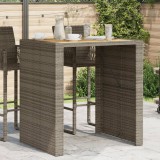 vidaXL Szürke polyrattan kerti bárasztal akácfa lappal 105x80x110 cm