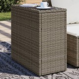 vidaXL Szürke polyrattan kerti kisasztal üveg lappal 58 x 27,5 x 55 cm