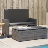 vidaXL Szürke polyrattan kerti pad párnával és lábtartóval