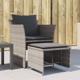 vidaXL Szürke polyrattan kerti szék lábtartóval