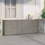 vidaXL Szürke polyrattan kerti tárolószekrény 198 x 55,5 x 80 cm