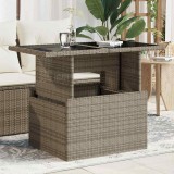 vidaXL Szürke polyrattan üveglapos kerti asztal 100x55x73 cm