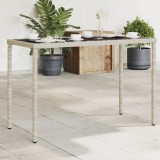 vidaXL Szürke polyrattan üveglapos kerti asztal 115x54x74 cm