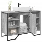 vidaXL Szürke sonoma szerelt fa fürdőszobai mosdószekrény 91x35x60 cm