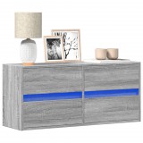 vidaXL Szürke sonoma színű fali TV-szekrény LED-del 100x31x45 cm