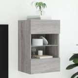 vidaXL Szürke sonoma színű fali TV-szekrény LED-del 40x30x60,5 cm