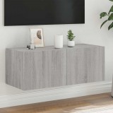 vidaXL Szürke sonoma színű fali TV-szekrény LED-del 80x35x31 cm
