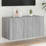 vidaXL Szürke sonoma színű fali TV-szekrény LED-del 80x35x41 cm