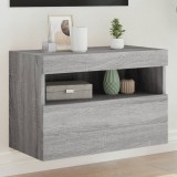 vidaXL Szürke sonoma színű fali TV-szekrény LED-ekkel 60x30x40 cm