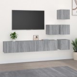 vidaXL Szürke-sonoma színű falra szerelhető szerelt fa TV-szekrény