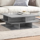 vidaXL Szürke sonoma színű szerelt fa dohányzóasztal 70x70x29 cm