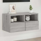 vidaXL Szürke sonoma színű szerelt fa fali TV-szekrény 60 x 30 x 30 cm