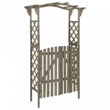 vidaXL Szürke tömör fenyőfa pergola kapuval 116 x 40 x 204 cm