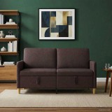 vidaXL Tárolós Kanapé Sötét Barna 152 x 78 x 87 cm Poliészter