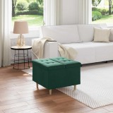 vidaXL Tárolós Puff Sötétzöld 60 x 60 x 45 cm Bársony