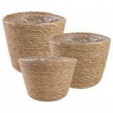 vidaXL Tengeri fű növénytartók 3 pcs Természetes Ø26 x 19 cm