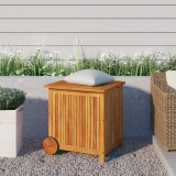 vidaXL Tömör akácfa kerti tárolóláda kerekekkel 60 x 50 x 58 cm