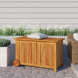 vidaXL Tömör akácfa kerti tárolóláda kerekekkel 90 x 50 x 58 cm
