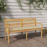 vidaXL Tömör tíkfa Batavia pad bézs párnával 150 cm