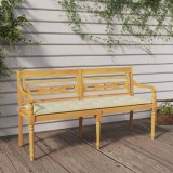 vidaXL Tömör tíkfa Batavia pad krémszínű párnával 150 cm