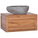 vidaXL tömör tíkfa fali fürdőszobaszekrény 60 x 45 x 30 cm