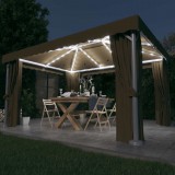 vidaXL Tópszínű pavilon függönnyel és LED fényfüzérrel 4 x 3 m