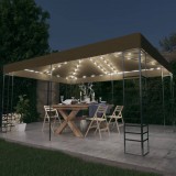 vidaXL Tópszínű pavilon LED fényfüzérrel 3 x 4 m