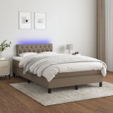 vidaXL Tópszínű szövet rugós és LED-es ágy matraccal 120 x 200 cm