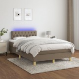 vidaXL Tópszínű szövet rugós és LED-es ágy matraccal 120 x 200 cm
