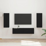 vidaXL TV szekrény garnitúra Falra szerelhető 2 pcs Fekete Faanyag