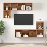 vidaXL TV szekrény garnitúra Falra szerelhető 4 pcs Öreg fa Faanyag