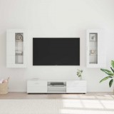 vidaXL TV szekrény garnitúra FLORIN 3 db Magas Fényű Fehér Szerelt Fa