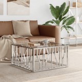 vidaXL Üveg és rozsdamentes acél dohányzóasztal 80x80x40 cm
