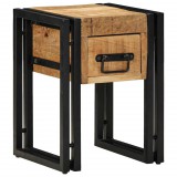 vidaXL Végasztal Barna és fekete 30 x 30 x 40 cm Tömör Mangófát