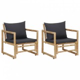 vidaXL Vidal 2 db bambusz kerti szék párnákkal