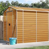 vidaXL Világosbarna horganyzott acél kerti fészer 191 x 725 x 198 cm