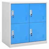 vidaXL Világosszürke és kék acél zárható szekrény 90 x 45 x 92,5 cm