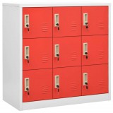 vidaXL Világosszürke és piros acél zárható szekrény 90 x 45 x 92,5 cm