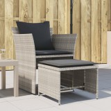 vidaXL Világosszürke polyrattan kerti szék lábtartóval