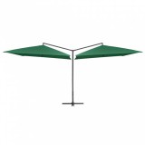 vidaXL Zöld dupla napernyő acélrúddal 250 x 250 cm