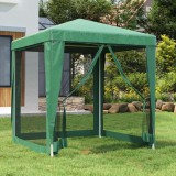 vidaXL Zöld HDPE rendezvénysátor 4 hálós oldalfallal 2 x 2 m