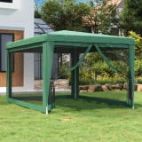vidaXL Zöld HDPE rendezvénysátor 4 hálós oldalfallal 3x4 m