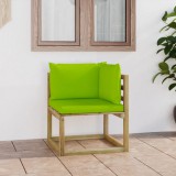 vidaXL Zöld impregnált fenyőfa kerti sarok kanapé párnákkal