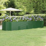 vidaXL Zöld porszórt acél kerti magaságyás 396x100x68 cm