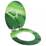 vidaXL Zöld vízcseppmintás MDF WC-ülőke lassan csukódó fedéllel
