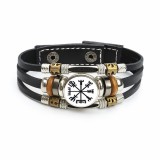 Viking iránytűs férfi bőr karkötő