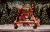 Vinyl háttér fotózáshoz.Karácsonyi teherautót ábrázoló fotó háttér 200cm(m) x 300(sz) Csd-841